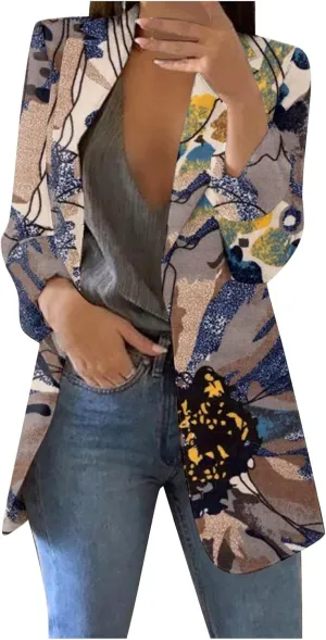 Blazer Jackets for Women,Casual Long Sleeve Lightweight Work Office Jacket Open Front Cardigan Outwear with Pockets