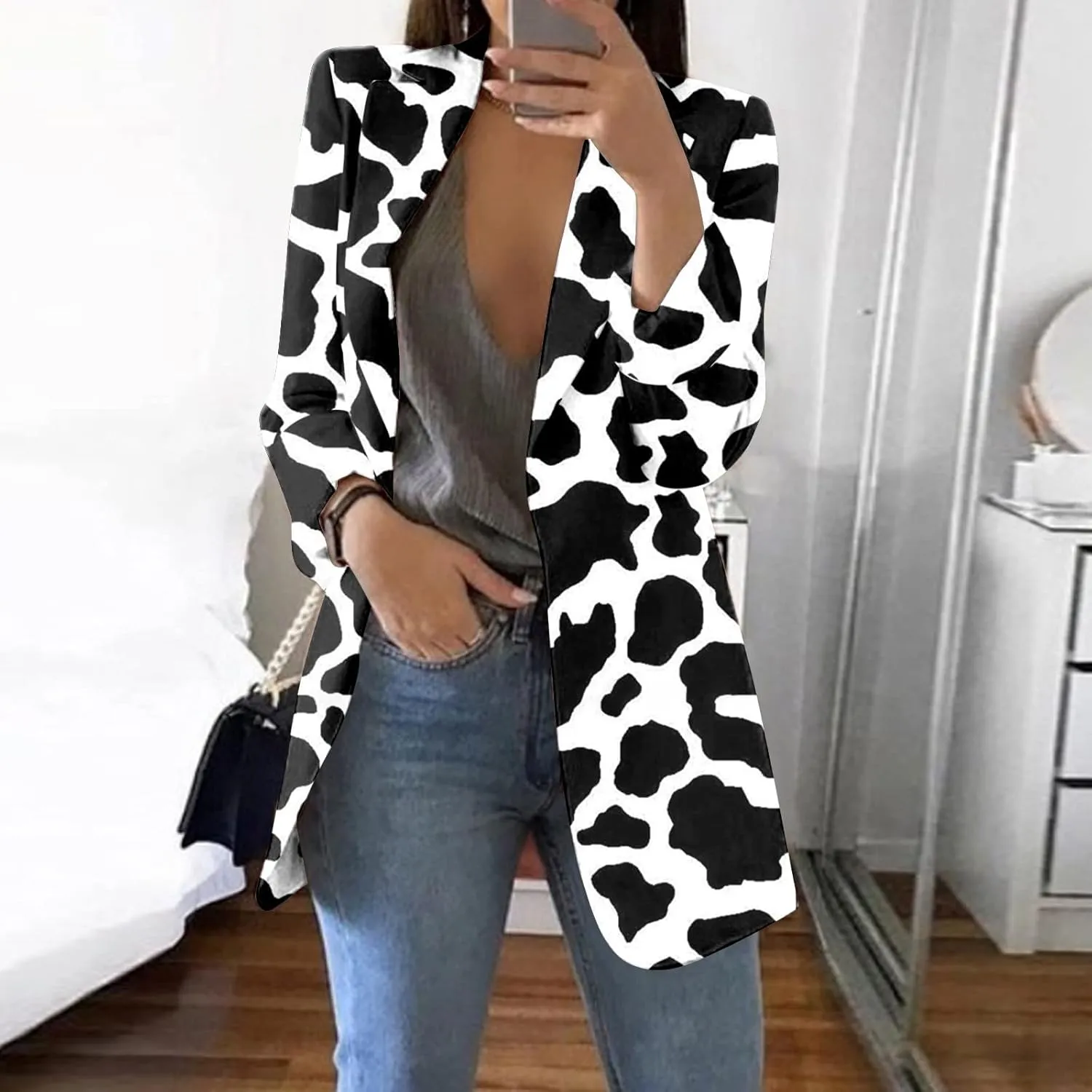Blazer Jackets for Women,Casual Long Sleeve Lightweight Work Office Jacket Open Front Cardigan Outwear with Pockets