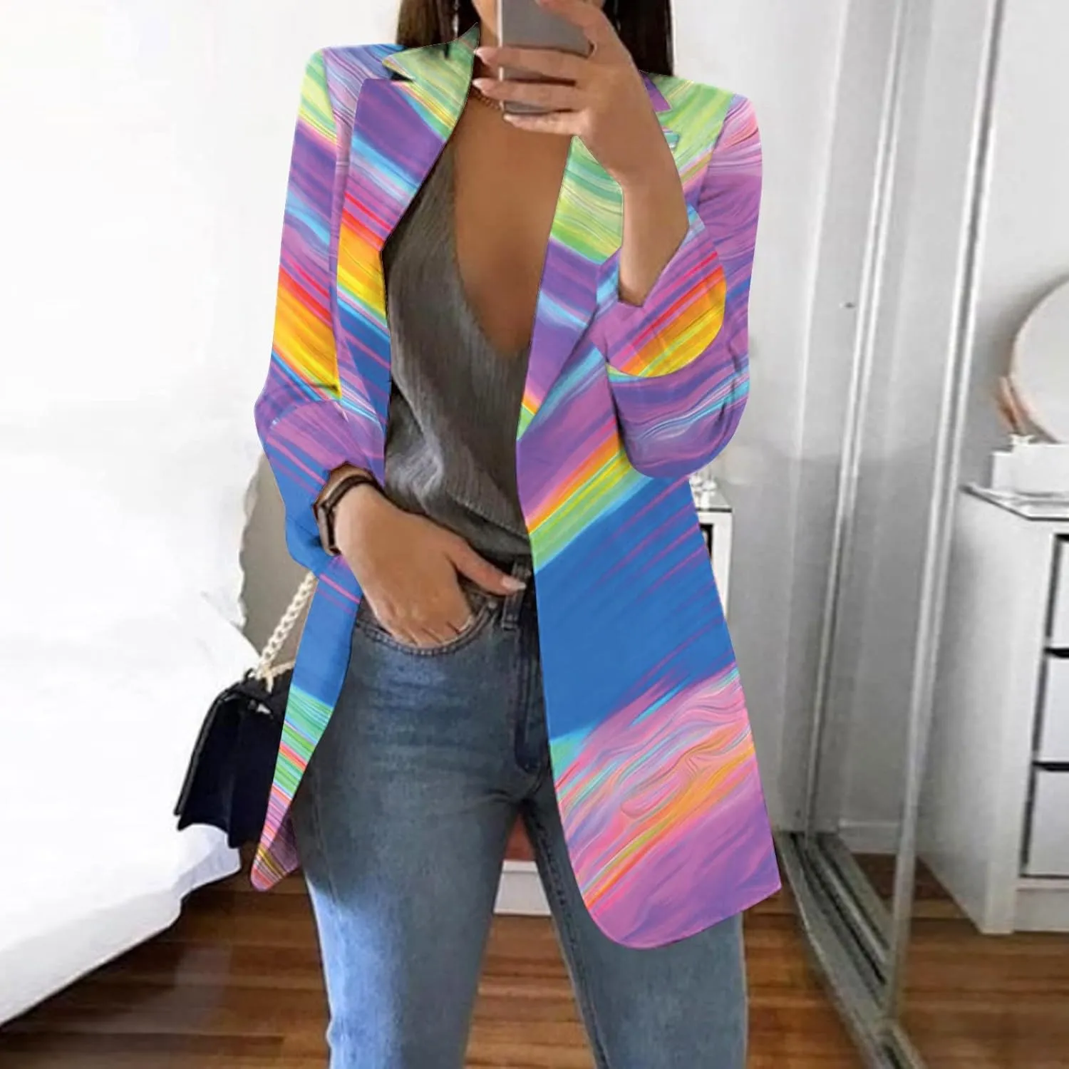 Blazer Jackets for Women,Casual Long Sleeve Lightweight Work Office Jacket Open Front Cardigan Outwear with Pockets