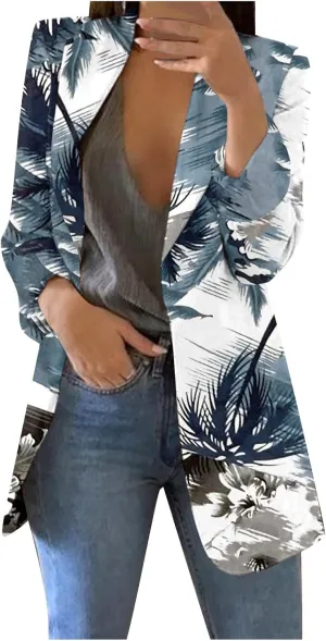 Blazer Jackets for Women,Casual Long Sleeve Lightweight Work Office Jacket Open Front Cardigan Outwear with Pockets