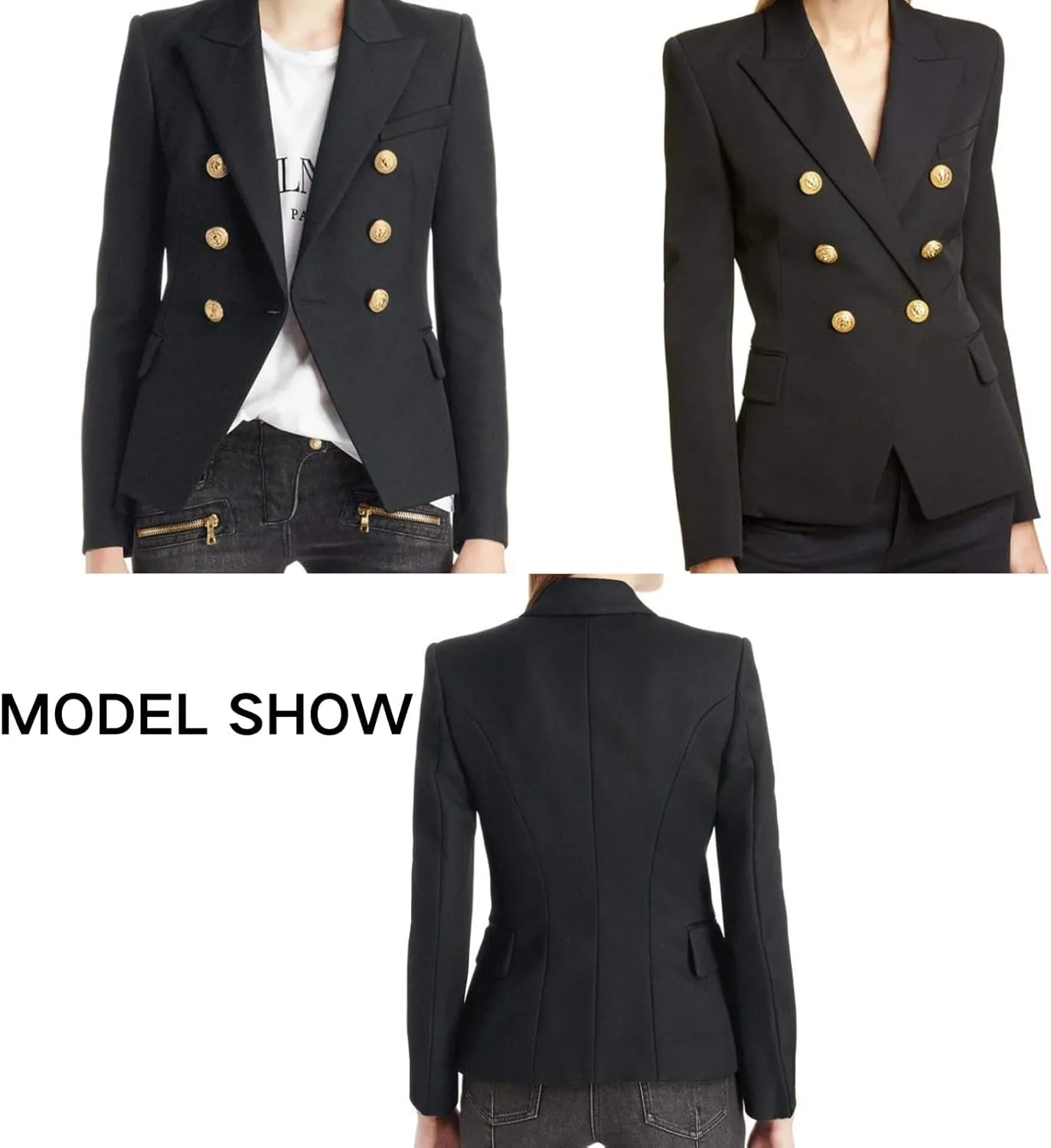 Blazers for Women Business Casual Gold Button Work Office Jackets Blazer Open Front Long Sleeve Lapel Jacket Outfits