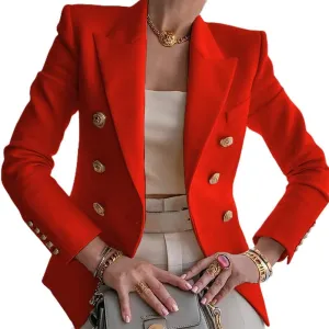Blazers for Women Business Casual Gold Button Work Office Jackets Blazer Open Front Long Sleeve Lapel Jacket Outfits