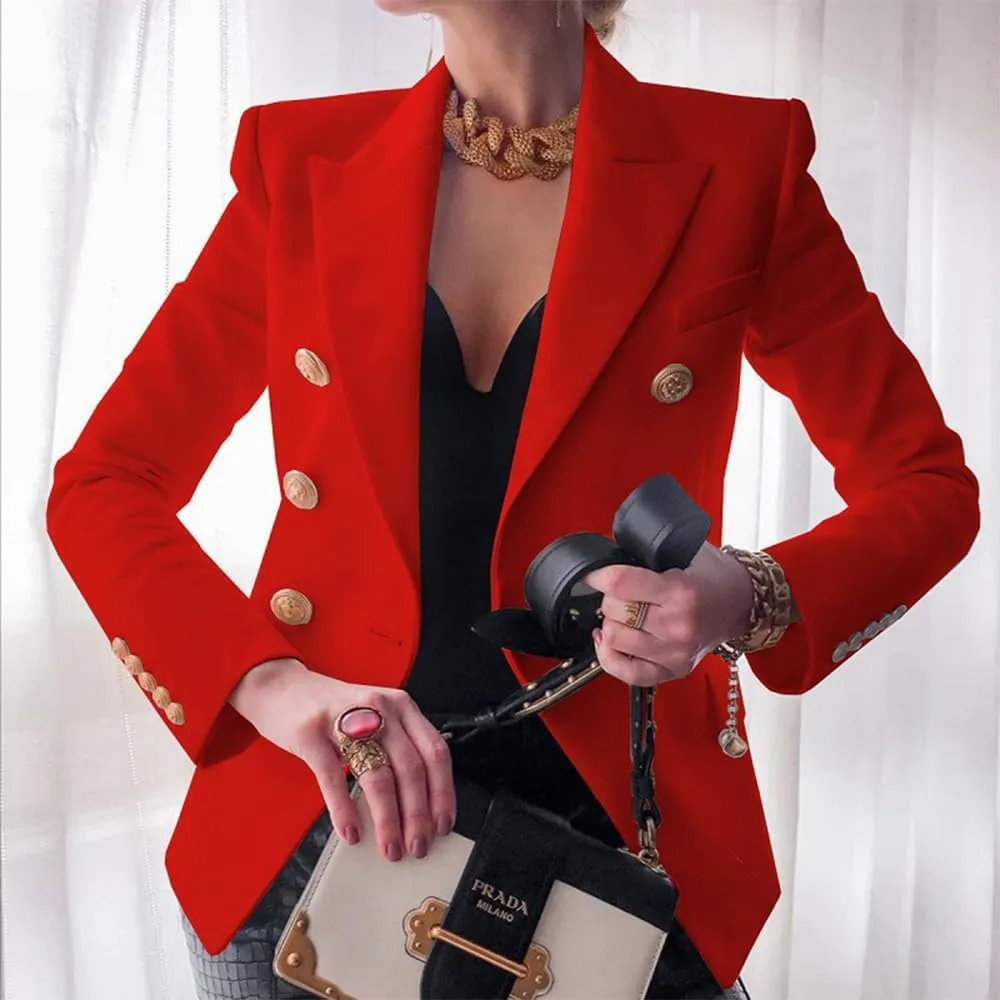 Blazers for Women Business Casual Gold Button Work Office Jackets Blazer Open Front Long Sleeve Lapel Jacket Outfits