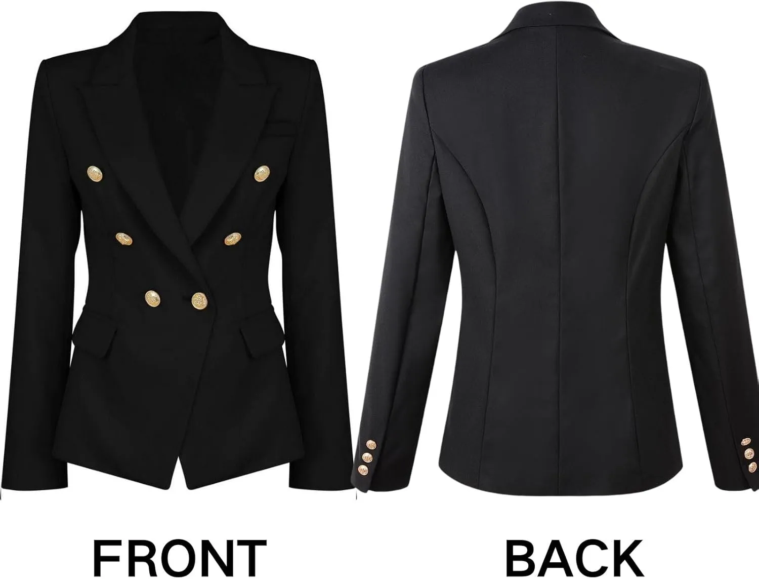 Blazers for Women Business Casual Gold Button Work Office Jackets Blazer Open Front Long Sleeve Lapel Jacket Outfits