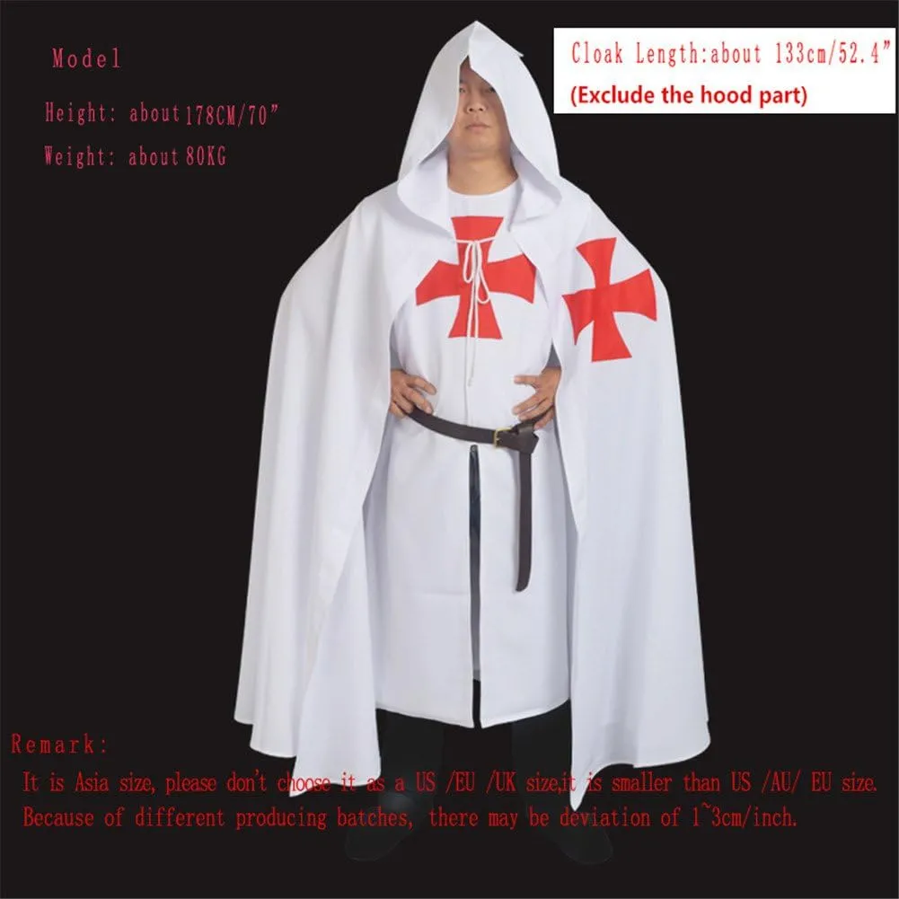 BLESSUME Medieval Knight Tunic Cloak Belt Cosplay Costume Set