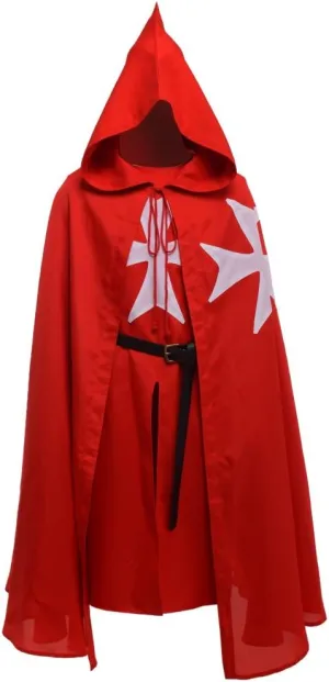 BLESSUME Medieval Knight Tunic Cloak Belt Cosplay Costume Set