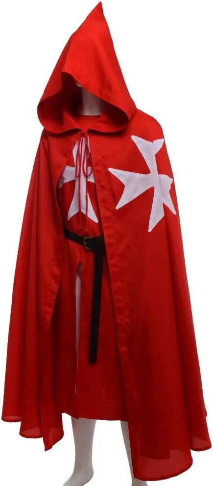 BLESSUME Medieval Knight Tunic Cloak Belt Cosplay Costume Set