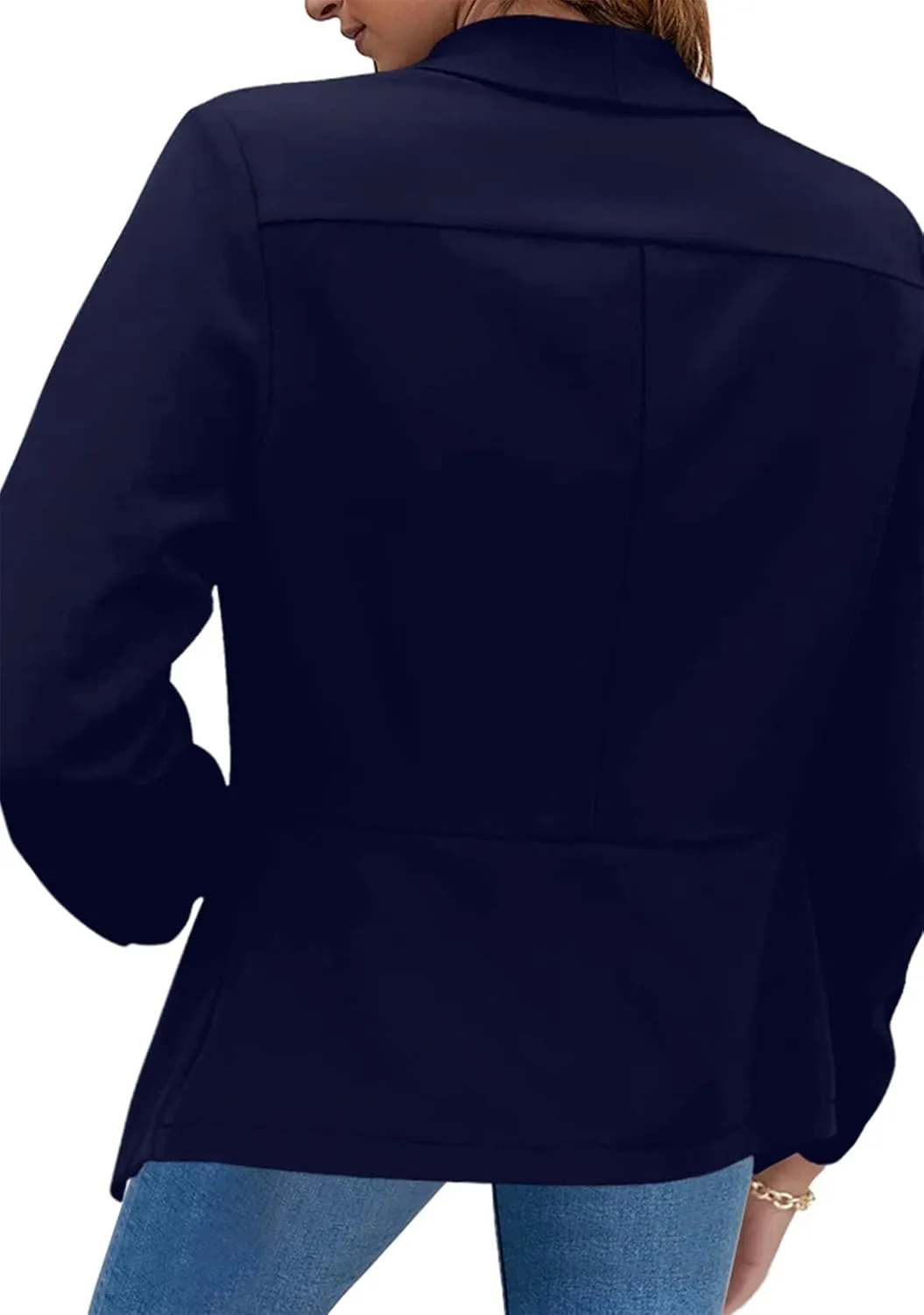 BOFETA Women Lightweight Long Sleeve Blazer Open Front Business Blazer Notched Collar Work Office Blazer