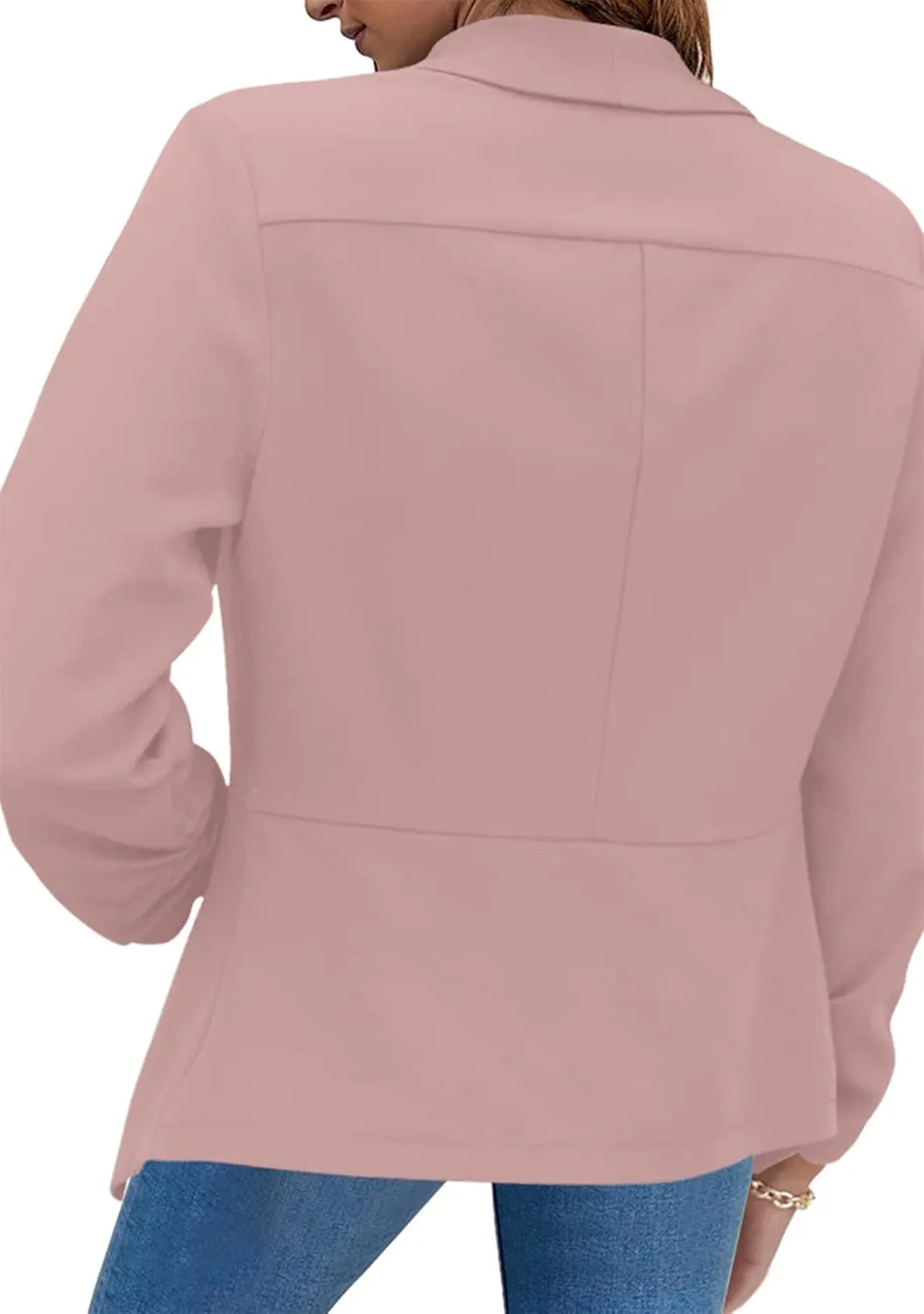 BOFETA Women Lightweight Long Sleeve Blazer Open Front Business Blazer Notched Collar Work Office Blazer