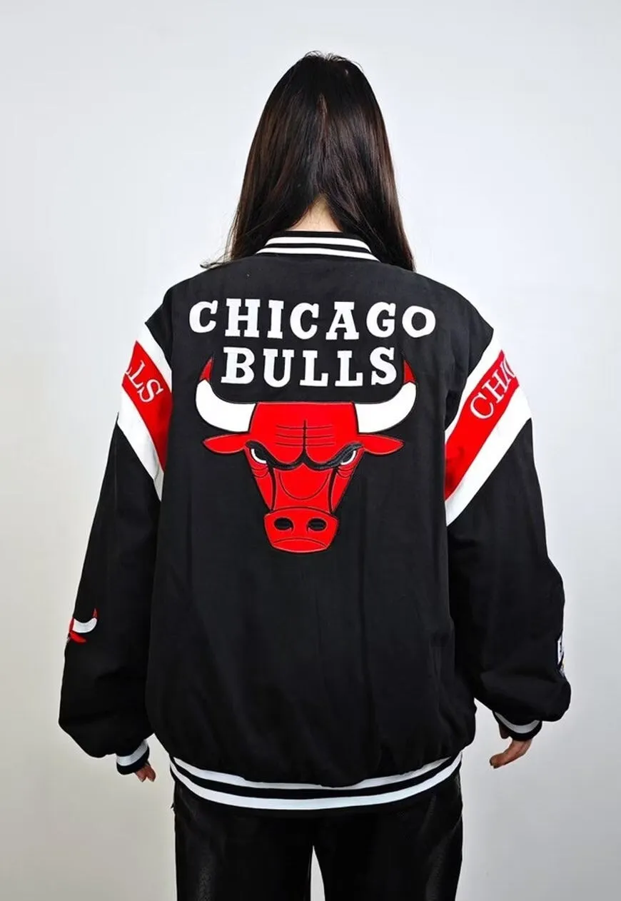 Bulls basketball jacket vintage pattern varsity patch bomber