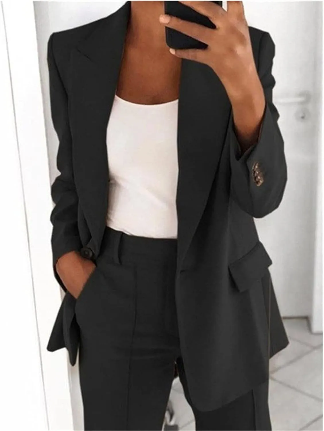 Business Casual Clothes for Women Fashion Suits Two Piece Outfits Dressy Blazer and Wide Leg Pant Plus Size Suit Sets