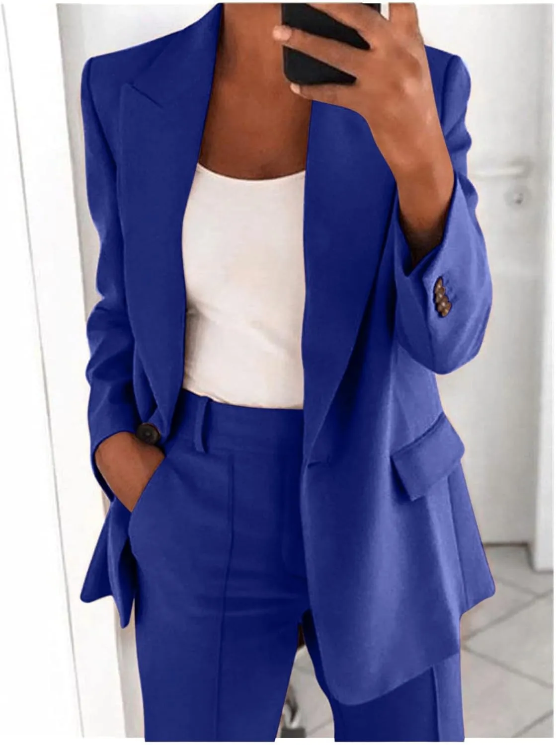 Business Casual Clothes for Women Fashion Suits Two Piece Outfits Dressy Blazer and Wide Leg Pant Plus Size Suit Sets