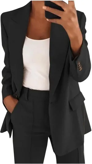 Business Casual Clothes for Women Fashion Suits Two Piece Outfits Dressy Blazer and Wide Leg Pant Plus Size Suit Sets