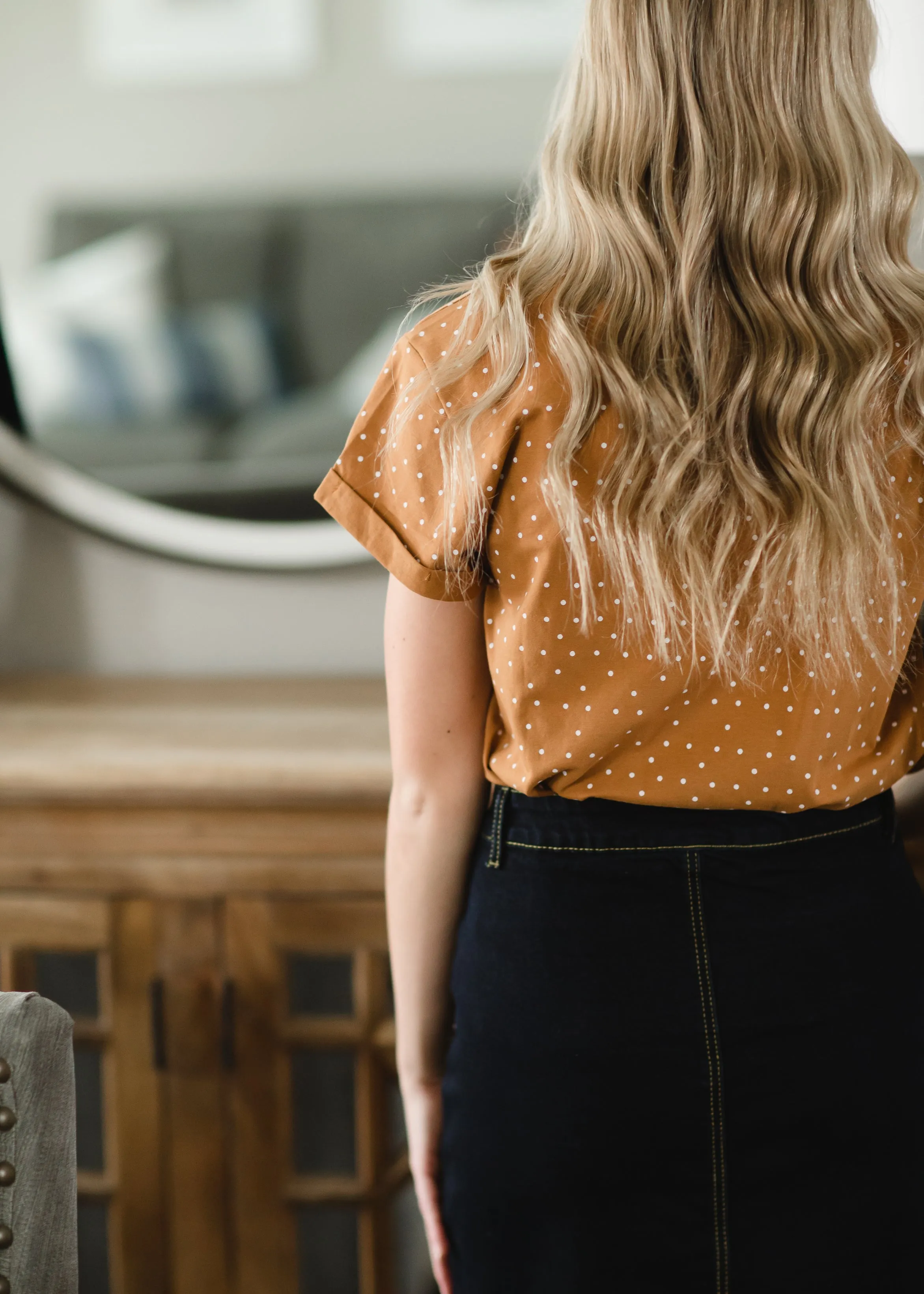 Camel Knit Polka Dot Top