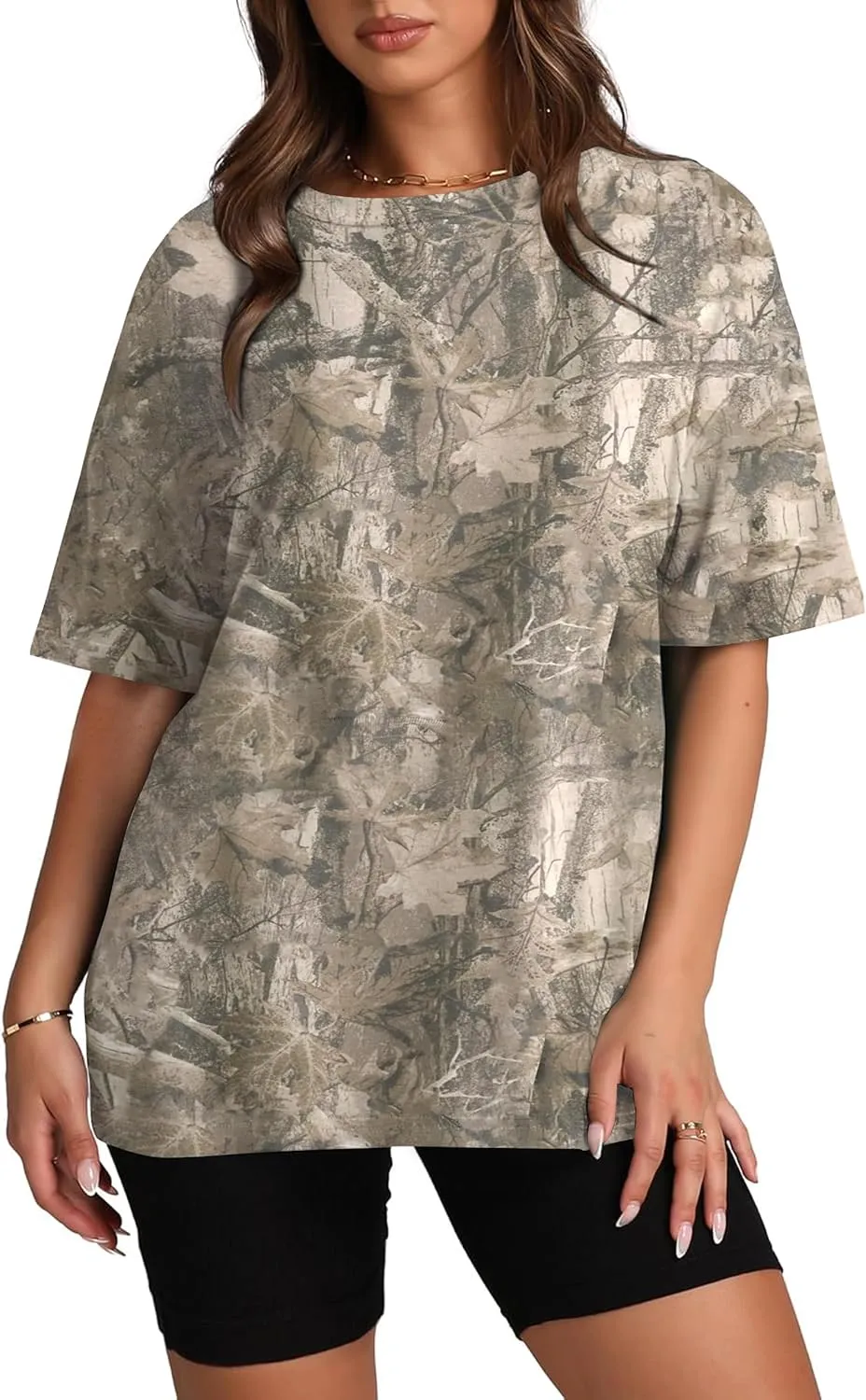 Camo Shirt Women Men Oversized Maple Leaf T Shirts Graphic Baggy Shirts Tops Crewneck Short Sleeve Tees Streetwear