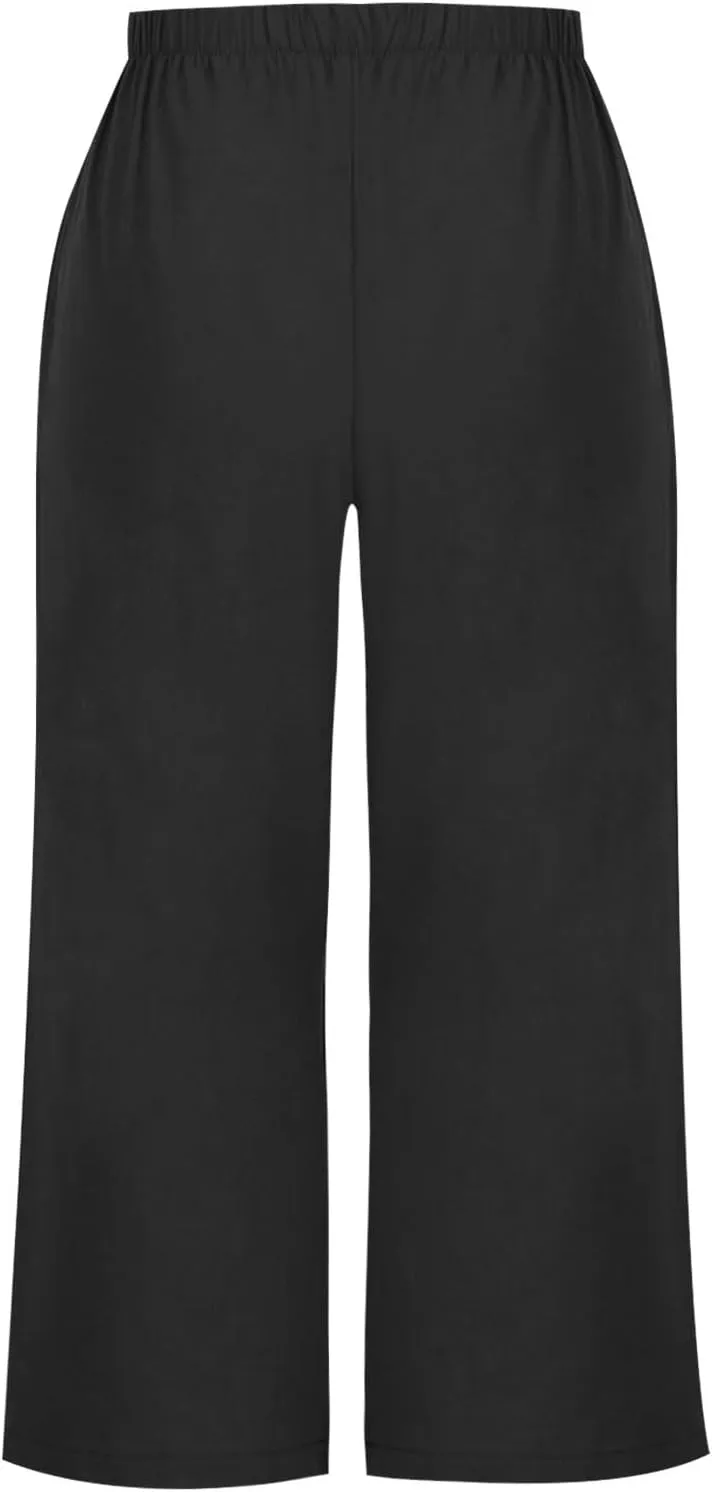 Capri Pants for Women Casual Elastic High Waist Beach Cropped Pants Loose Trousers Summer Outfits for Women