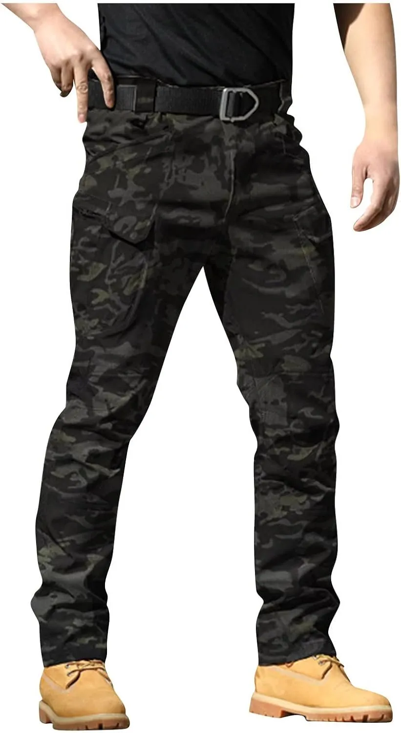 Cargo Pants for Men Baggy Casual Pants Stretch Multi Pockets Stylish Chinos Pants Elastic Waist Outdoor Trousers