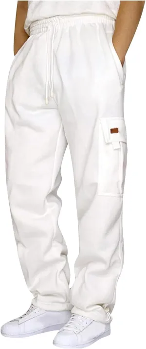 Cargo Pants for Men Baggy Sweatpants Plus Size Drawstring Straight Leg Work Pants with Pockets Jogger Hiking Pants
