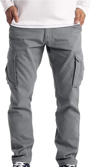Cargo Pants Men 2023 Casual Stylish Premium Twill Multi Pockets Loose Trouser Big and Tall Solid Sport Sweatpants
