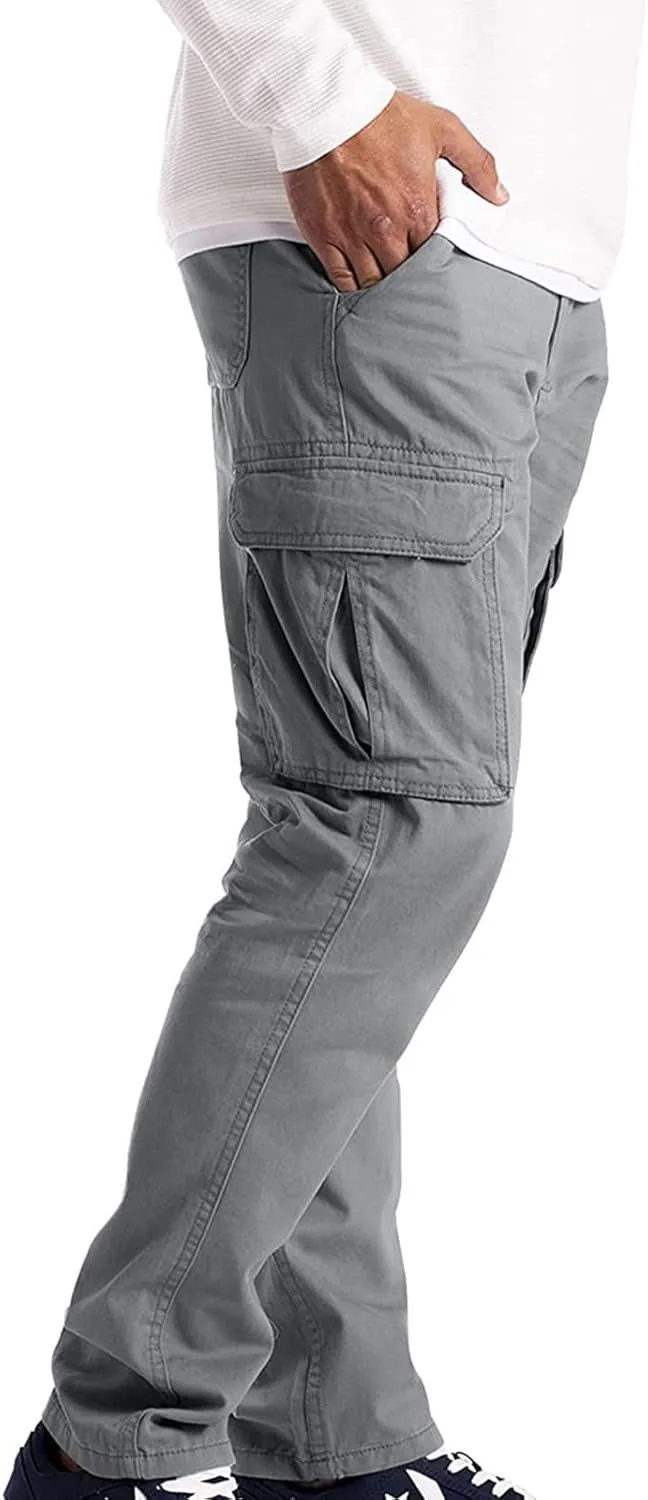 Cargo Pants Men 2023 Casual Stylish Premium Twill Multi Pockets Loose Trouser Big and Tall Solid Sport Sweatpants