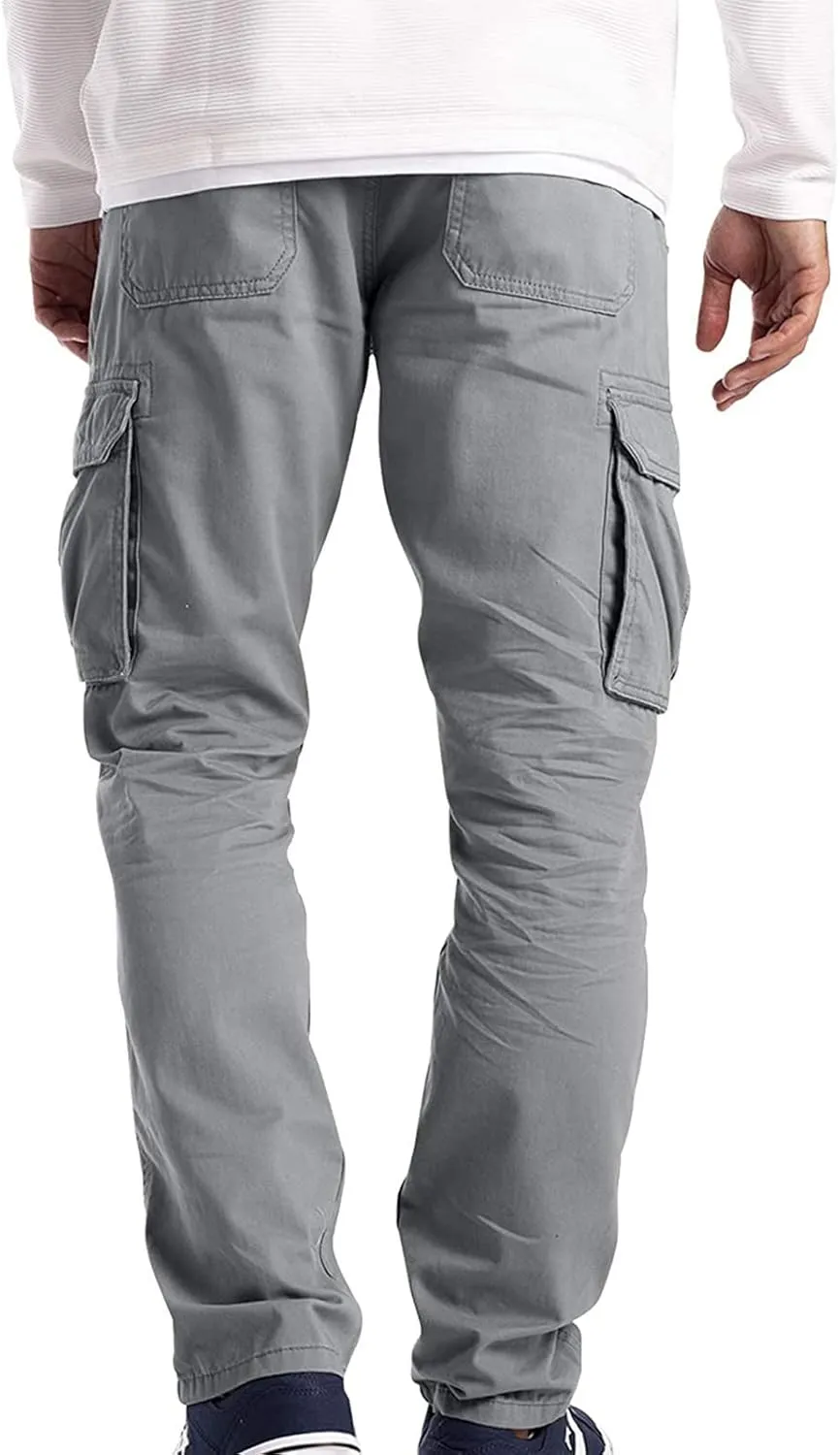 Cargo Pants Men 2023 Casual Stylish Premium Twill Multi Pockets Loose Trouser Big and Tall Solid Sport Sweatpants
