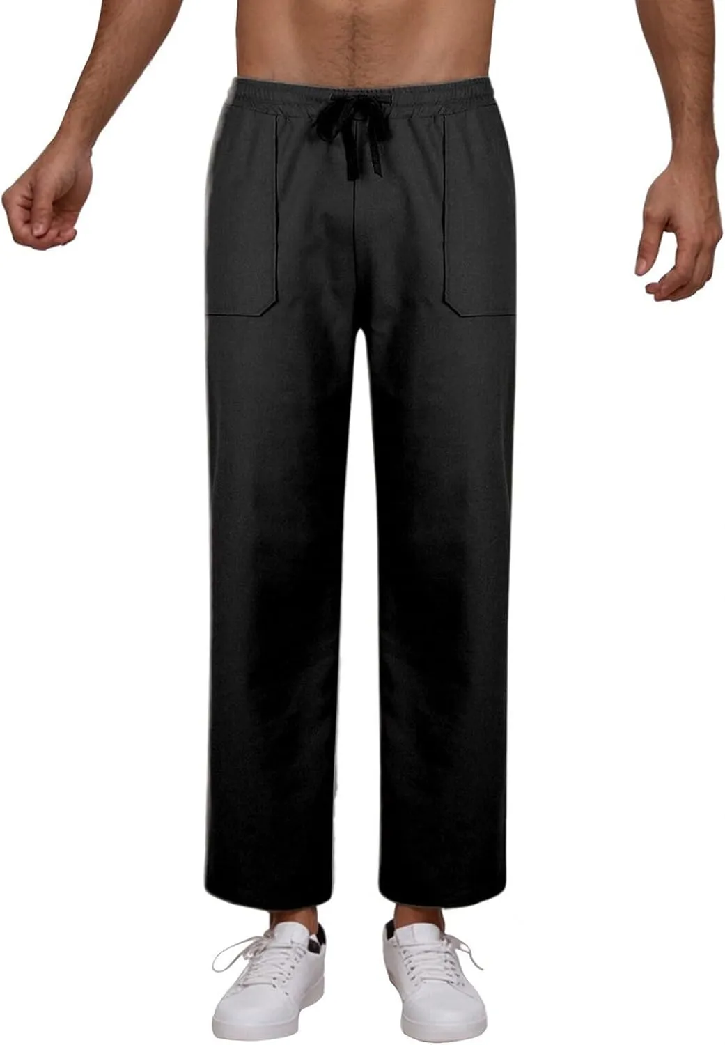 Casual Cotton and Linen Pants Men's Summer Elastic Waist Drawstring Slim-fit Tracksuit Pants 2025
