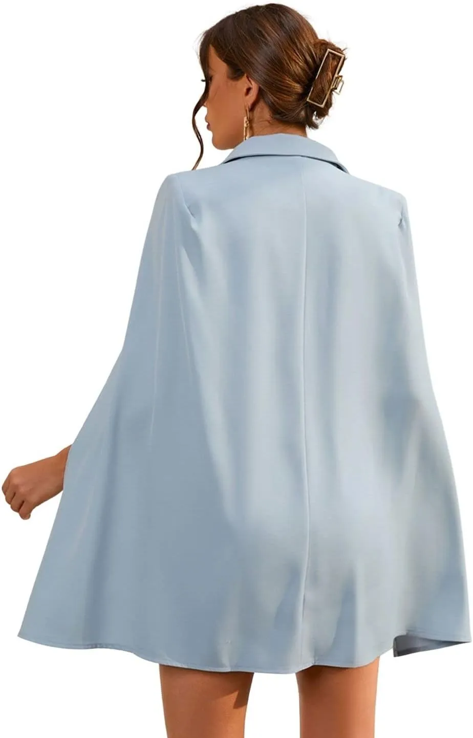 CHARTOU Women Elegant Blazer Dress Poncho Cape Double Breasted Office Work Mini Dress Blazer Jacket