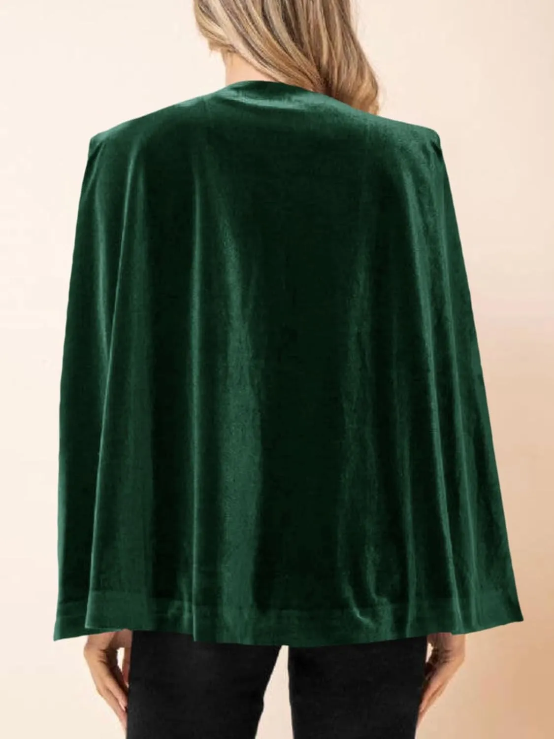 Cicy Bell Women's Velvet Cape Blazer Jackets Casual Split Long Sleeve Open Front Coat