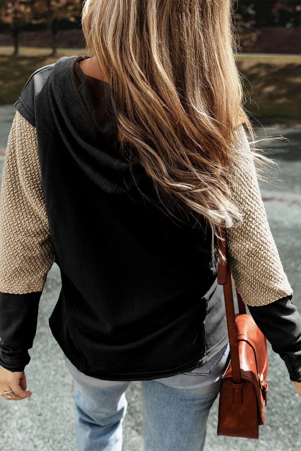 Contrast Sleeves Patchwork Hoodie