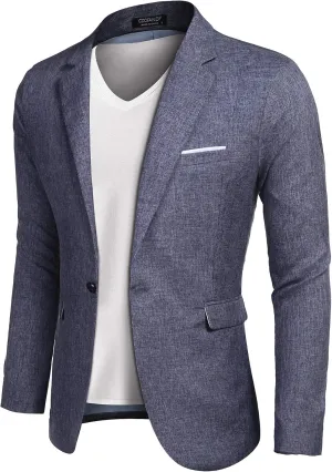 COOFANDY Casual Slim Fit Blazer Jacket for Men Suits Casual Lightweight One Button (Blue M)