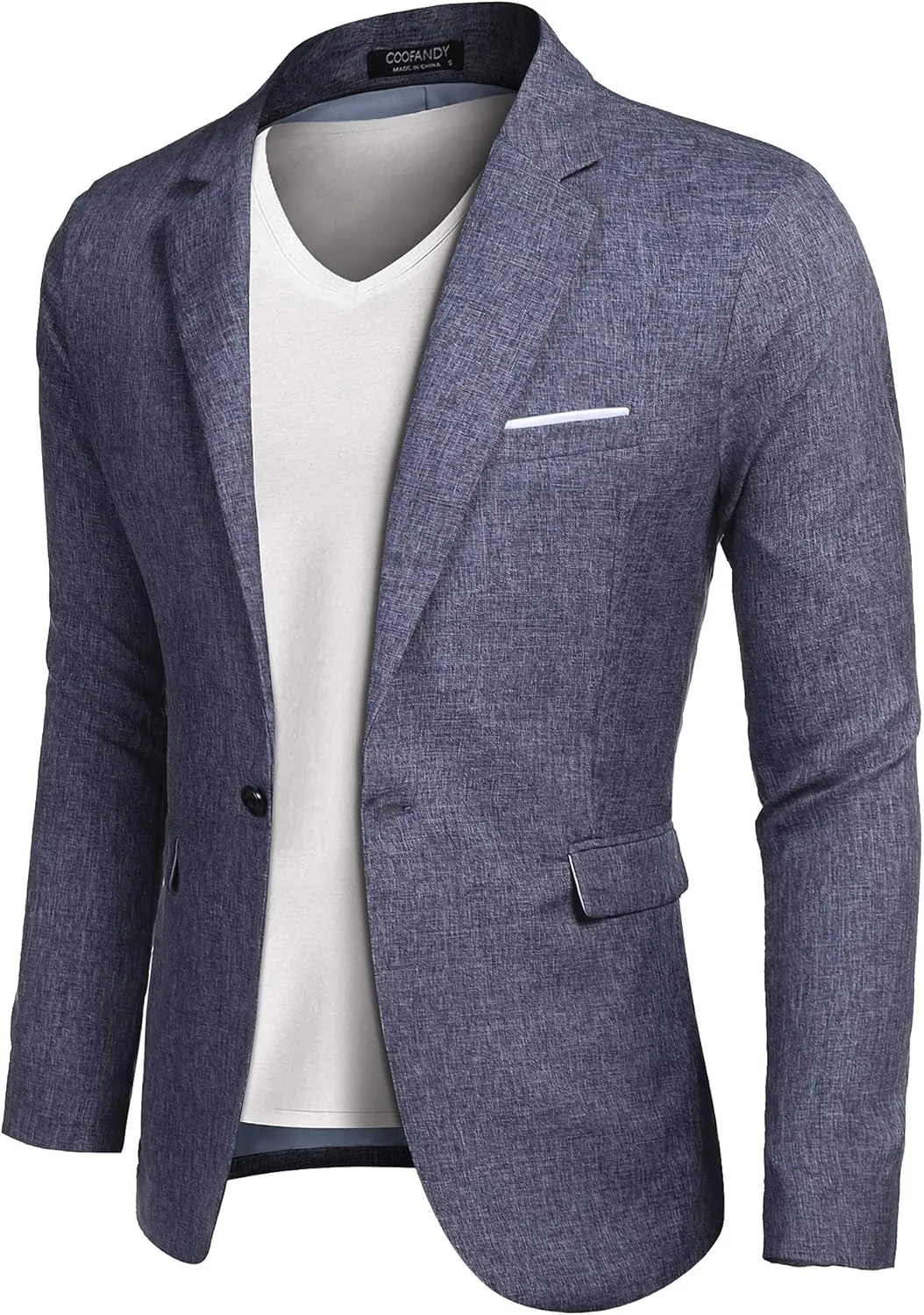 COOFANDY Casual Slim Fit Blazer Jacket for Men Suits Casual Lightweight One Button (Blue M)