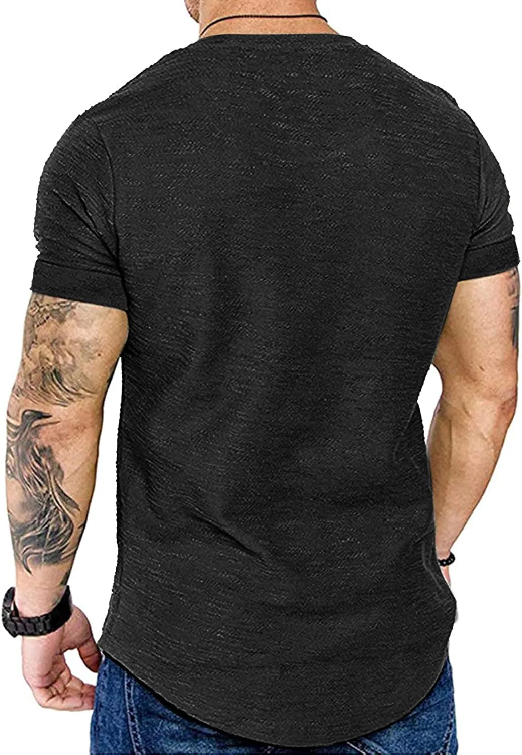 COOFANDY Men Muscle Workout T Shirt Gym Bodybuilding Active Short Sleeve Tee Top Black