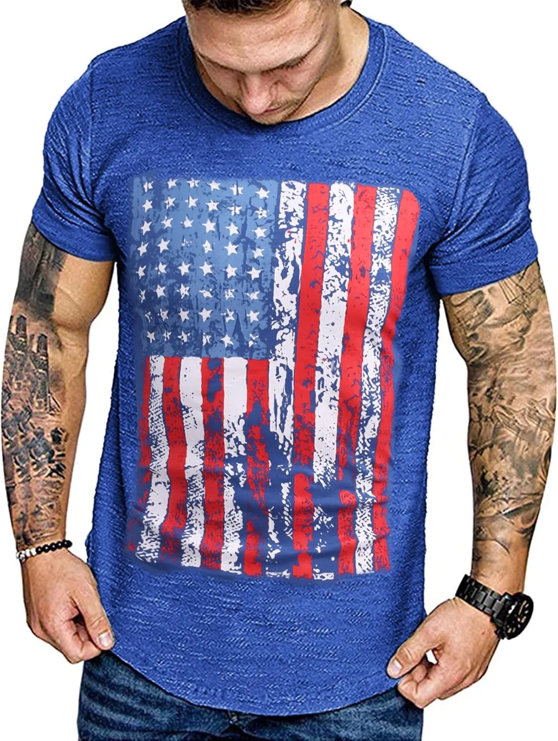 COOFANDY Men Muscle Workout T Shirt Gym Bodybuilding Active Short Sleeve Tee Top Black