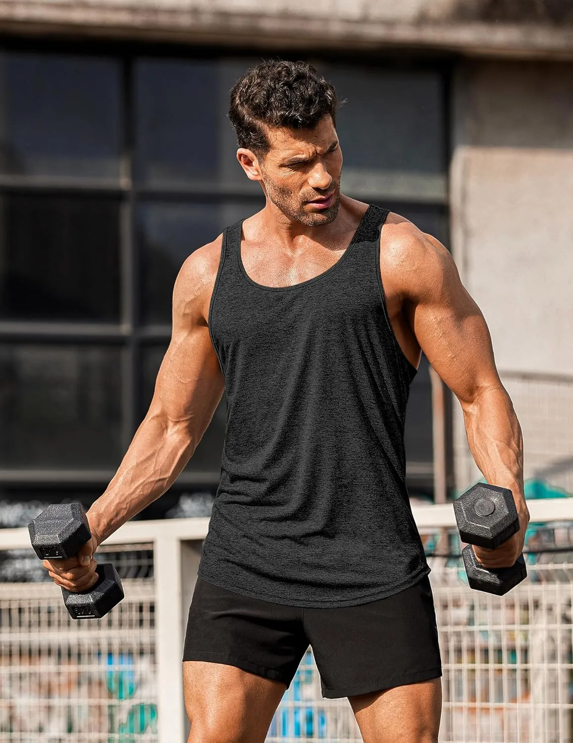 COOFANDY Men's 3 Pack Gym Tank Tops Y-Back Workout Muscle Tee Training Bodybuilding Fitness Sleeveless T Shirts