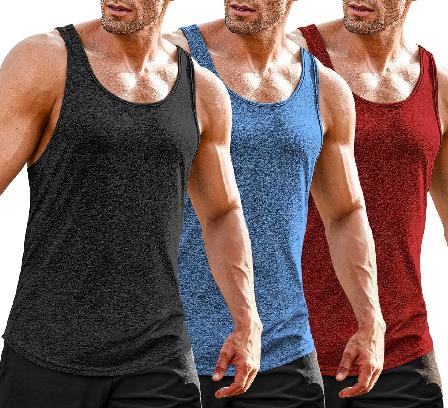 COOFANDY Men's 3 Pack Gym Tank Tops Y-Back Workout Muscle Tee Training Bodybuilding Fitness Sleeveless T Shirts