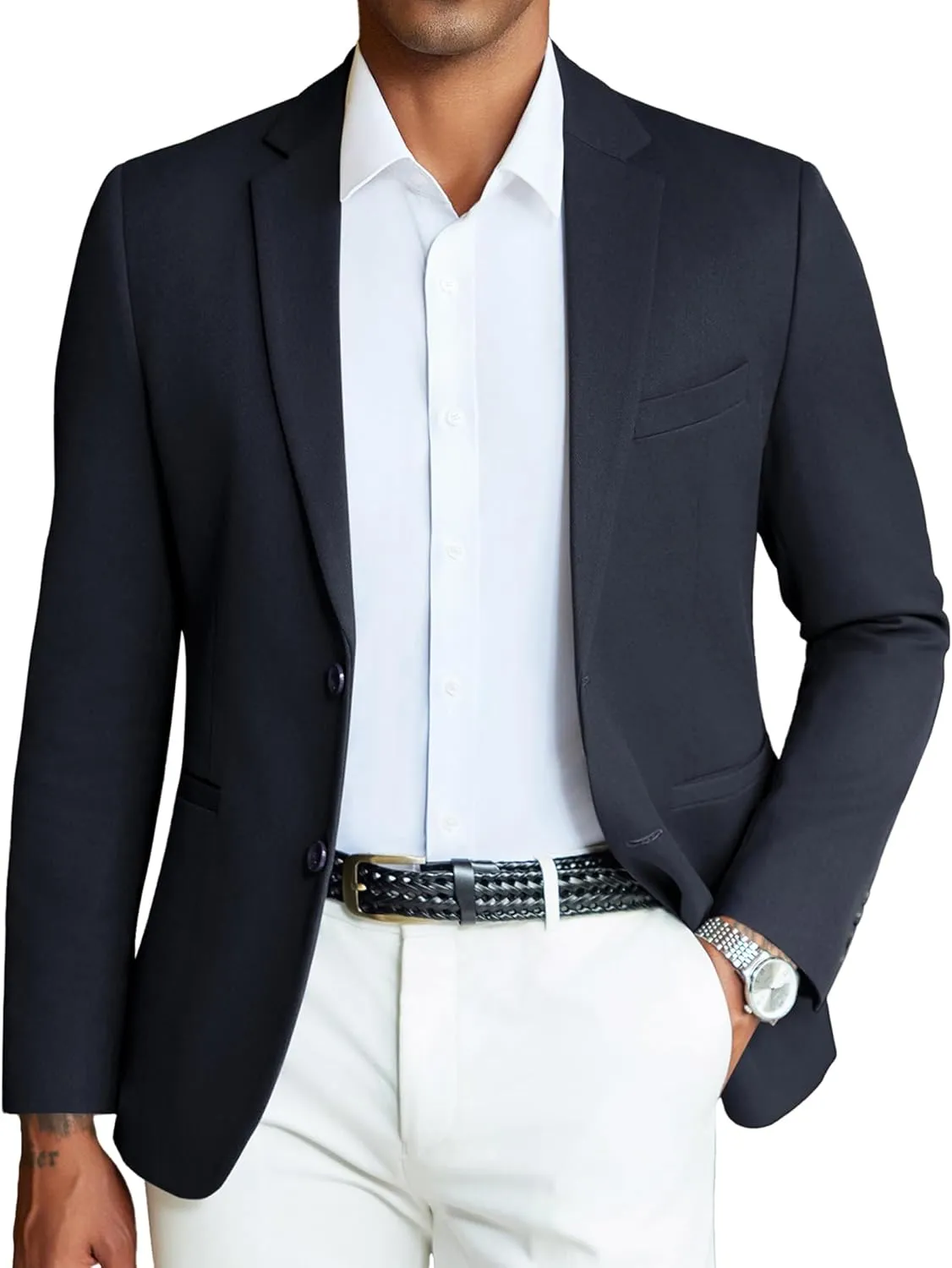 COOFANDY Men's Casual Blazer Slim Fit Sport Coats Two Button Knit Textured Suit Jacket