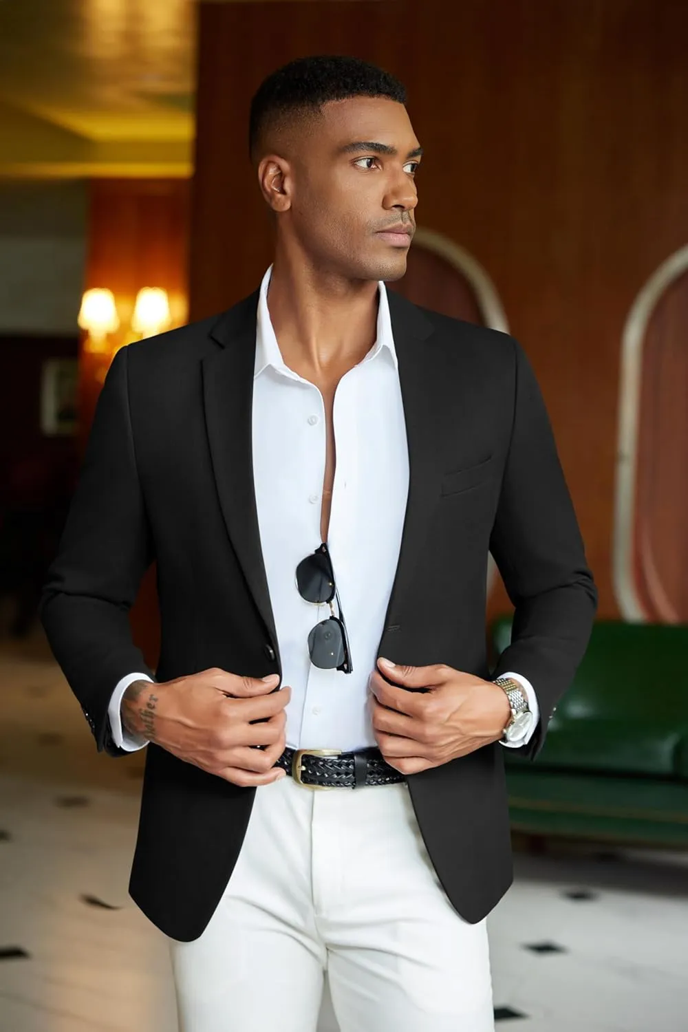 COOFANDY Men's Casual Blazer Slim Fit Sport Coats Two Button Knit Textured Suit Jacket