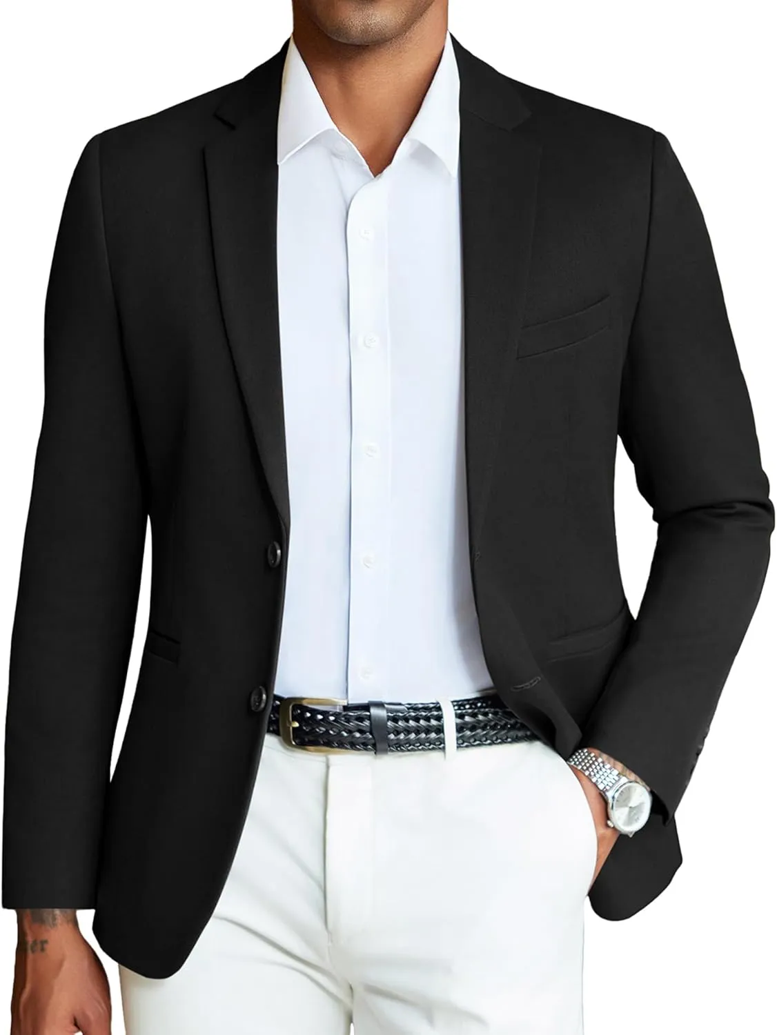 COOFANDY Men's Casual Blazer Slim Fit Sport Coats Two Button Knit Textured Suit Jacket