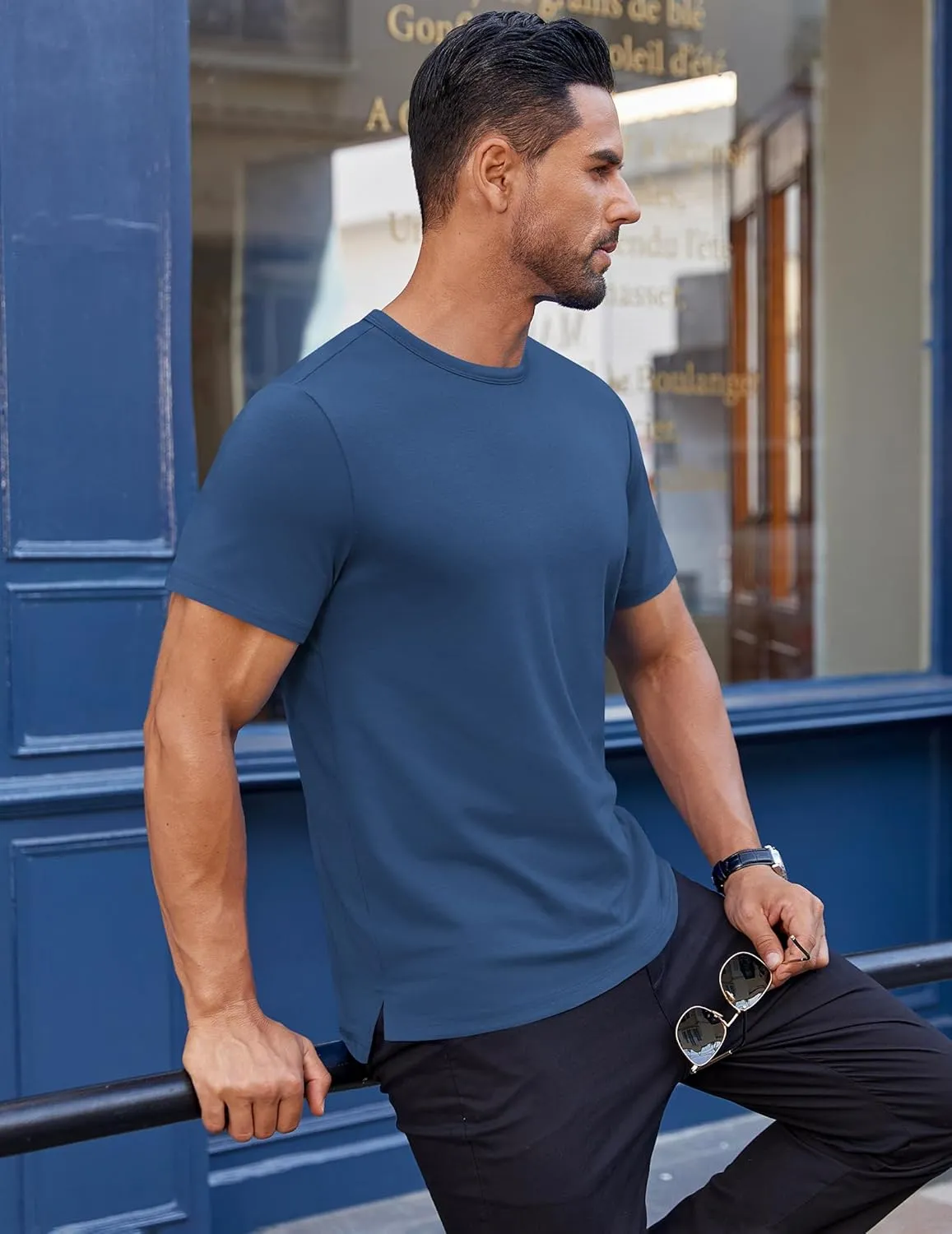 COOFANDY Men's Cotton T-Shirt Short Sleeve Crew Neck Tee Shirts Casual Solid Basic Tops