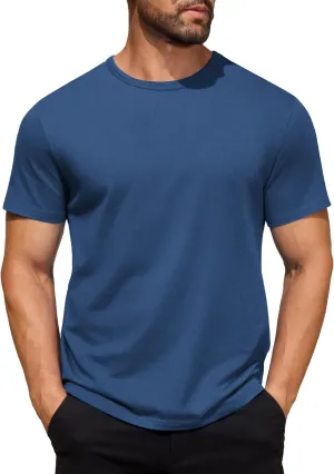 COOFANDY Men's Cotton T-Shirt Short Sleeve Crew Neck Tee Shirts Casual Solid Basic Tops