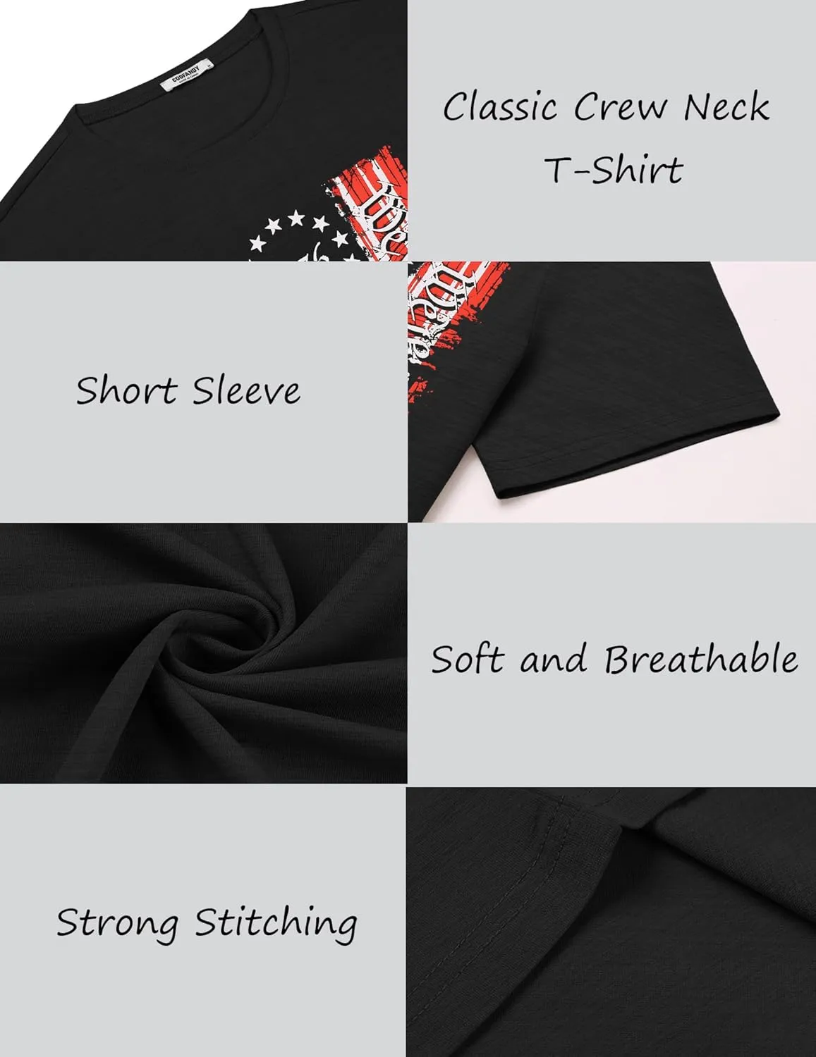 COOFANDY Mens Crew Neck T Shirt Short Sleeve Casual Summer Basic Tee Muscle Slim Fit Workout T-Shirt