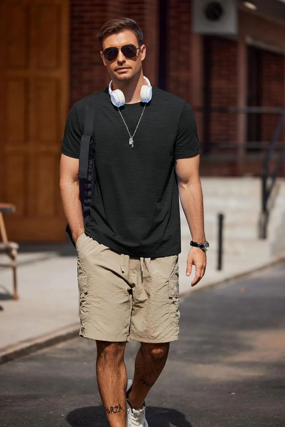 COOFANDY Mens Crew Neck T Shirt Short Sleeve Casual Summer Basic Tee Muscle Slim Fit Workout T-Shirt