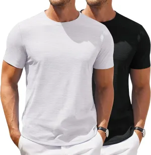 COOFANDY Mens Crew Neck T Shirt Short Sleeve Casual Summer Basic Tee Muscle Slim Fit Workout T-Shirt