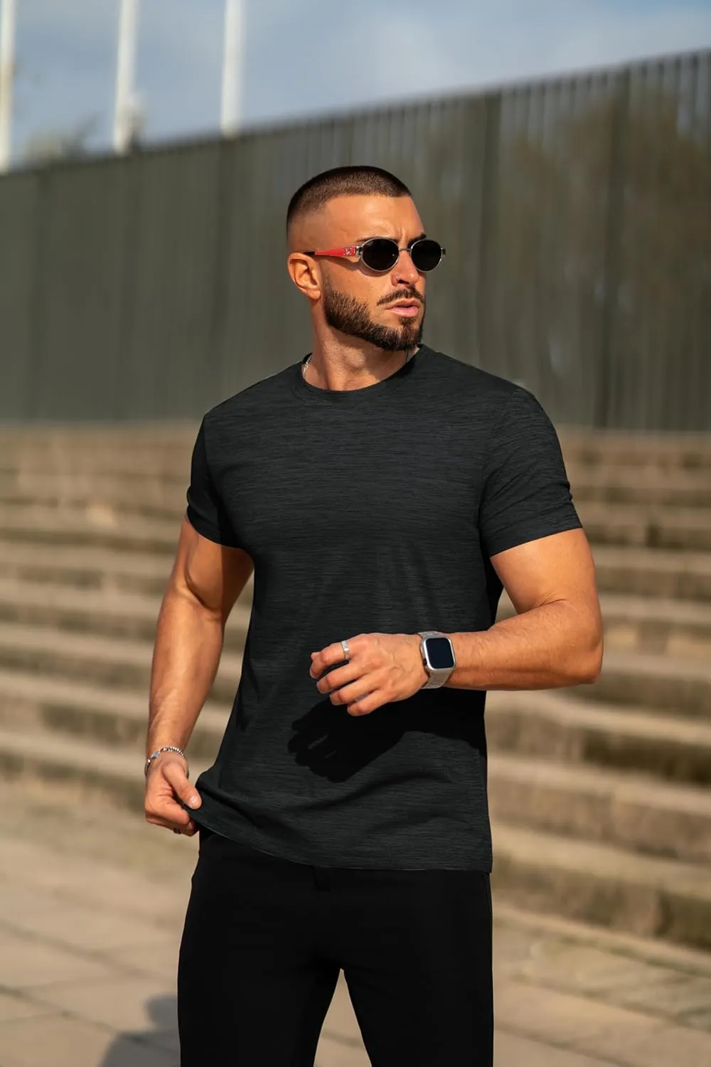COOFANDY Mens Crew Neck T Shirt Short Sleeve Casual Summer Basic Tee Muscle Slim Fit Workout T-Shirt