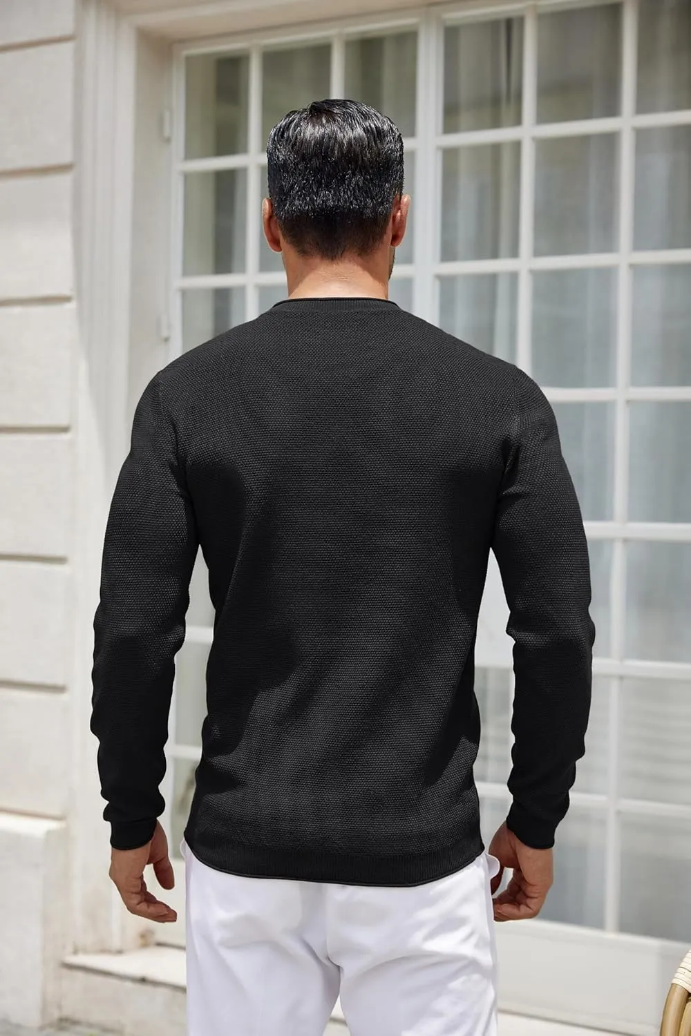 COOFANDY Mens Dress Pullover Sweater Lightweight Waffle Knit Sweater Slim Fit Crewneck Business Casual Sweater