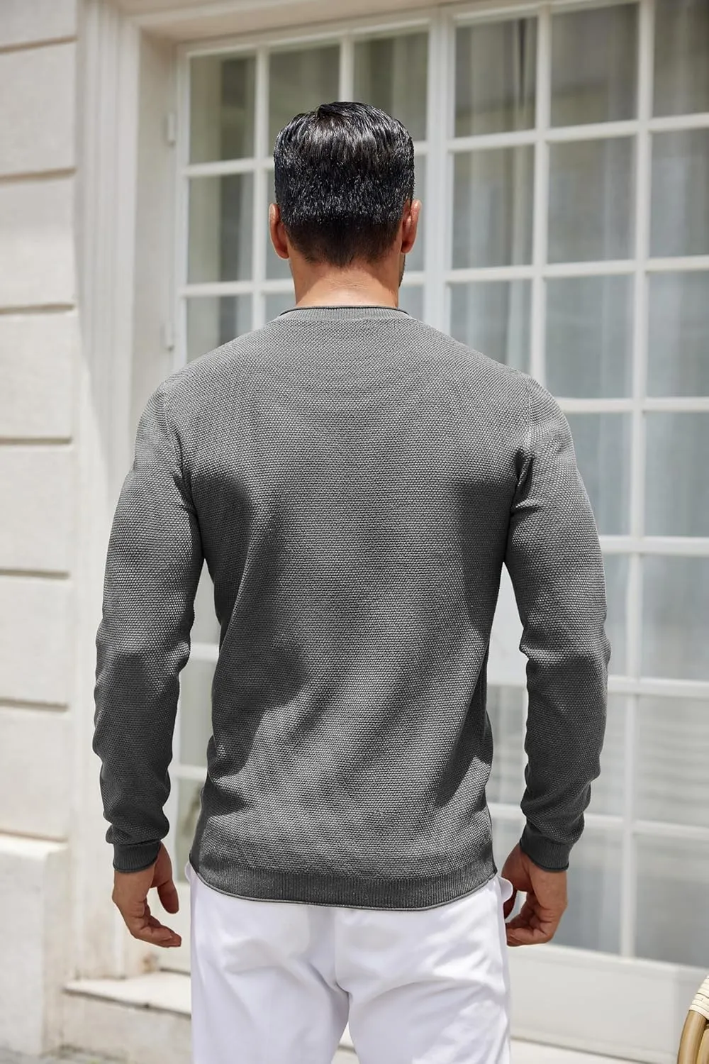 COOFANDY Mens Dress Pullover Sweater Lightweight Waffle Knit Sweater Slim Fit Crewneck Business Casual Sweater