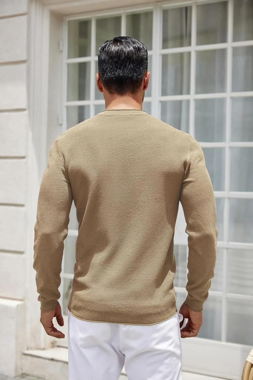 COOFANDY Mens Dress Pullover Sweater Lightweight Waffle Knit Sweater Slim Fit Crewneck Business Casual Sweater
