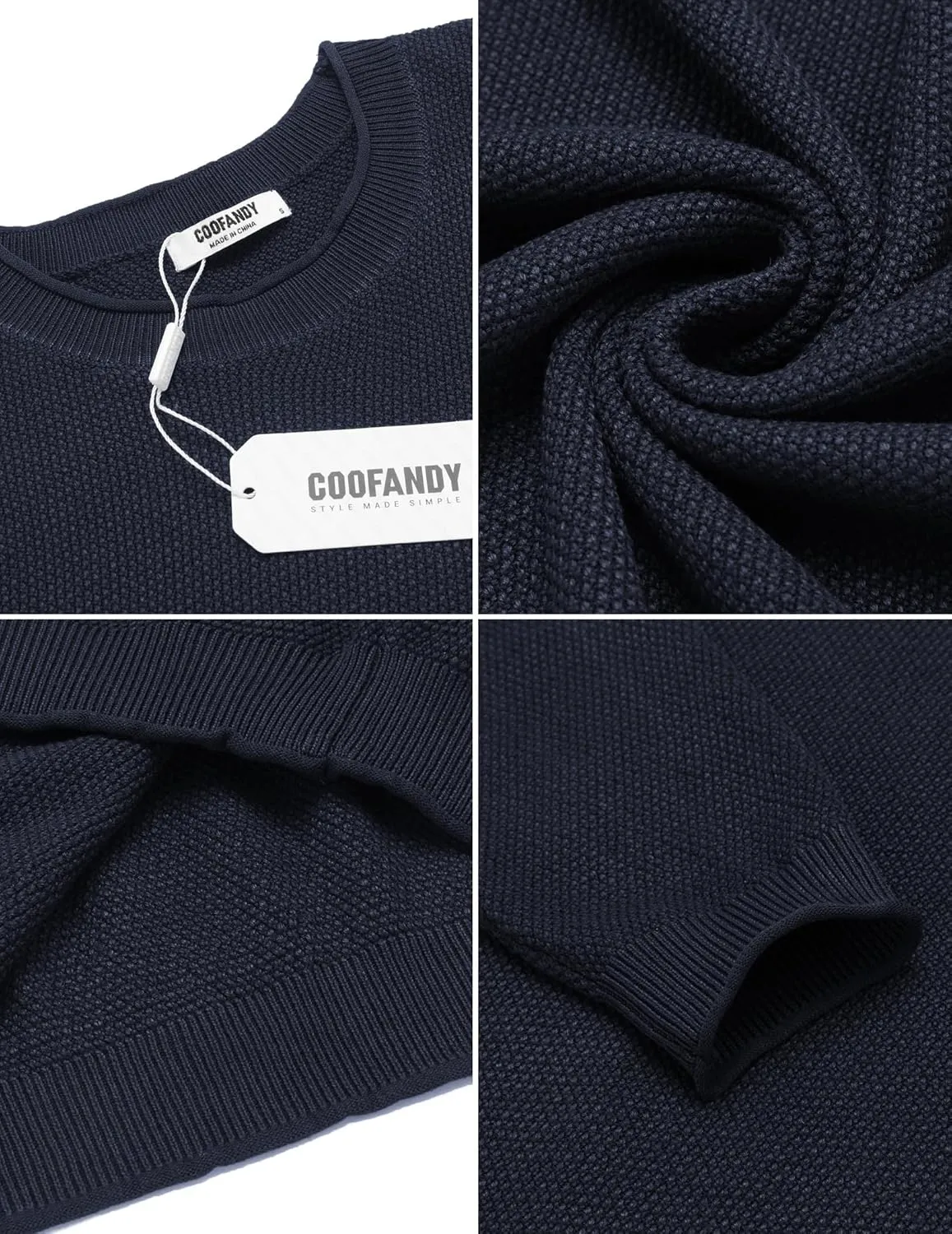 COOFANDY Mens Dress Pullover Sweater Lightweight Waffle Knit Sweater Slim Fit Crewneck Business Casual Sweater