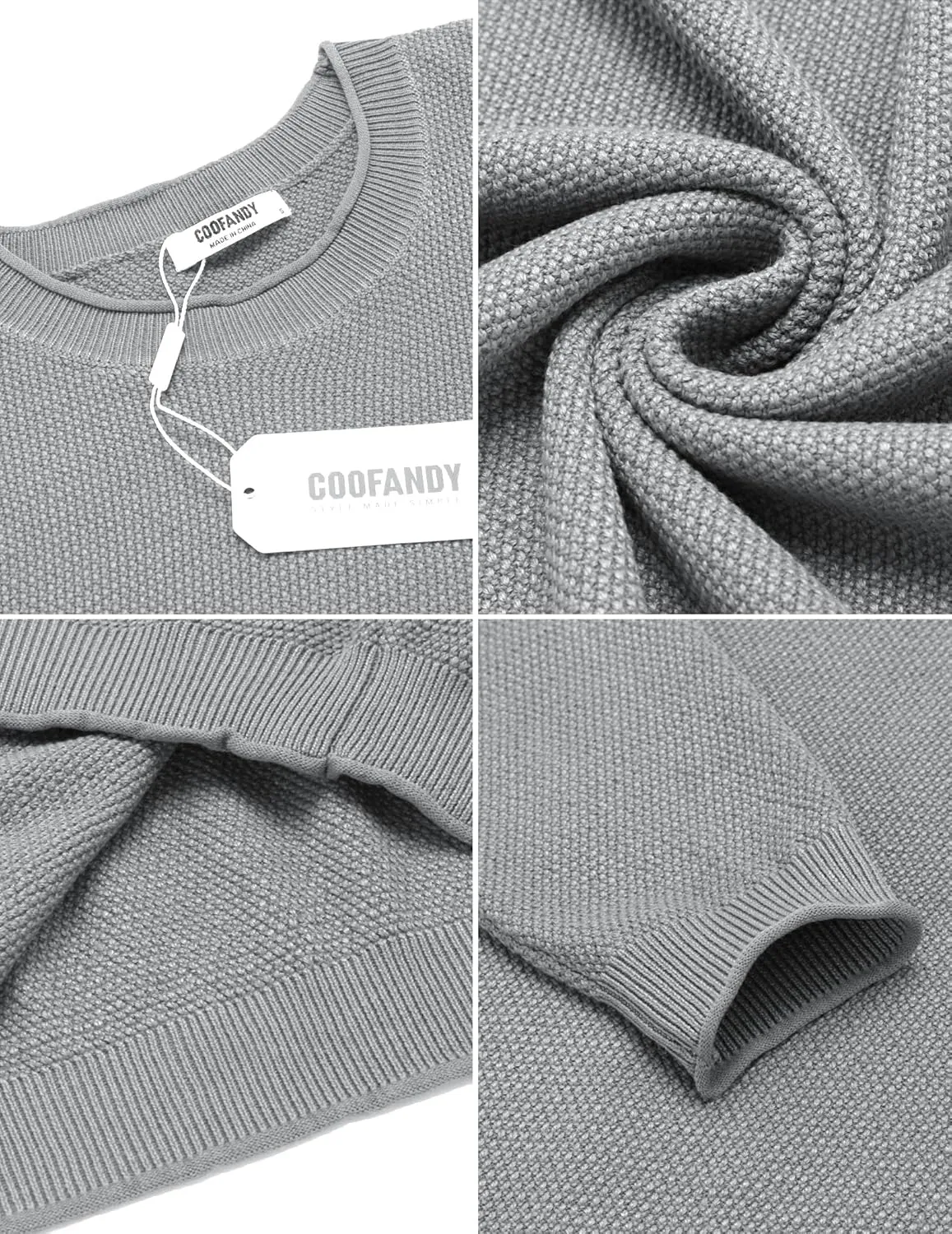 COOFANDY Mens Dress Pullover Sweater Lightweight Waffle Knit Sweater Slim Fit Crewneck Business Casual Sweater