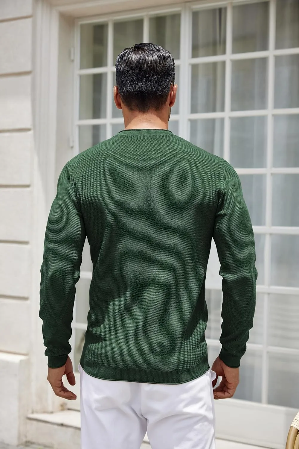 COOFANDY Mens Dress Pullover Sweater Lightweight Waffle Knit Sweater Slim Fit Crewneck Business Casual Sweater
